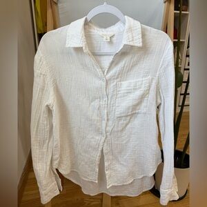 Caslon Textured 100% cotton  White Button-Down Shirt